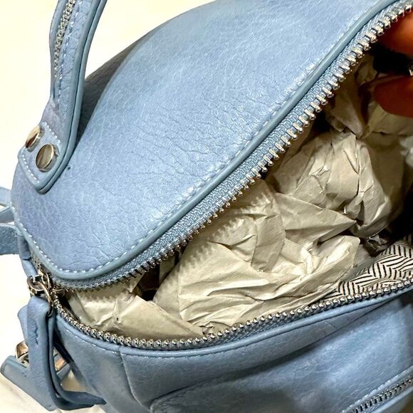 NWT Sky Blue mini Backpack Purse Vegan Leather - Picture 5 of 9